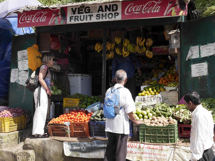A typical fruit and vegetable stand, McLeod Ganj, Dharamsala, India