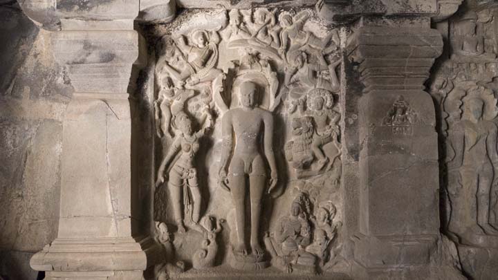 Parsva, the 23rd tirthankara of Jainism, side wall, Ellora Cave 32, India