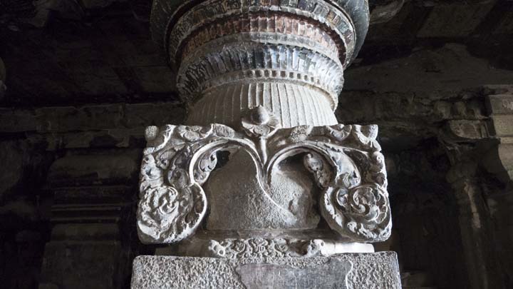 Detail of column, Ellora Cave 32, second floor, India