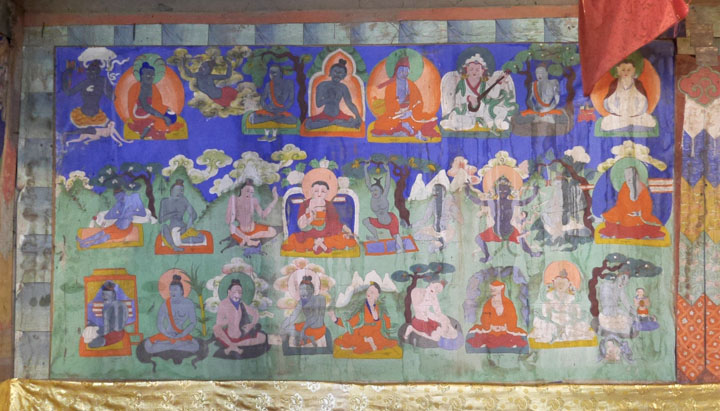 Portion of 84 Mahasiddhas paintings, second floor temple of Shashur Monastery, Lahaul