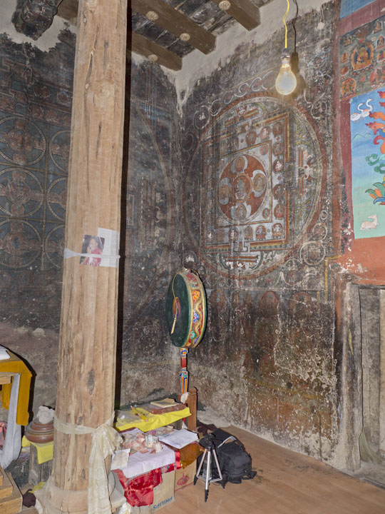 Interior view of Nanbarnangzad, Mangyu Monastery, with Indo-Tibetan wall paintings, Ladakh