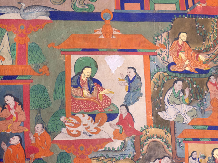 Detail from Life of Milarepa, wall paintings, Kardang Monastery