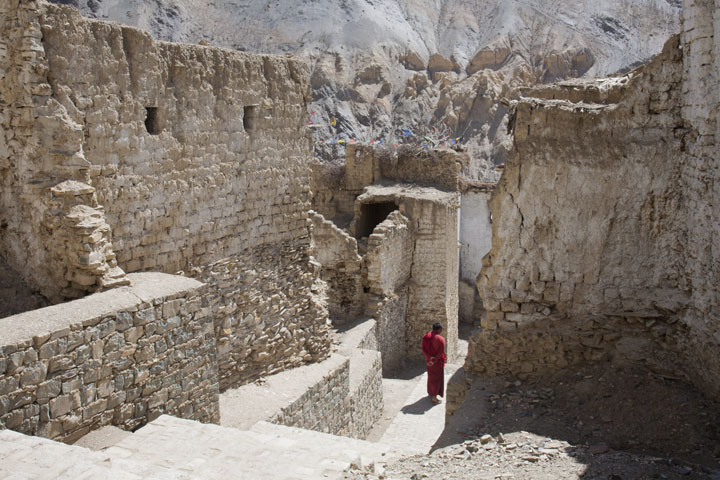 Walking through ruins of of Lamayuru Monastery, Ladakh