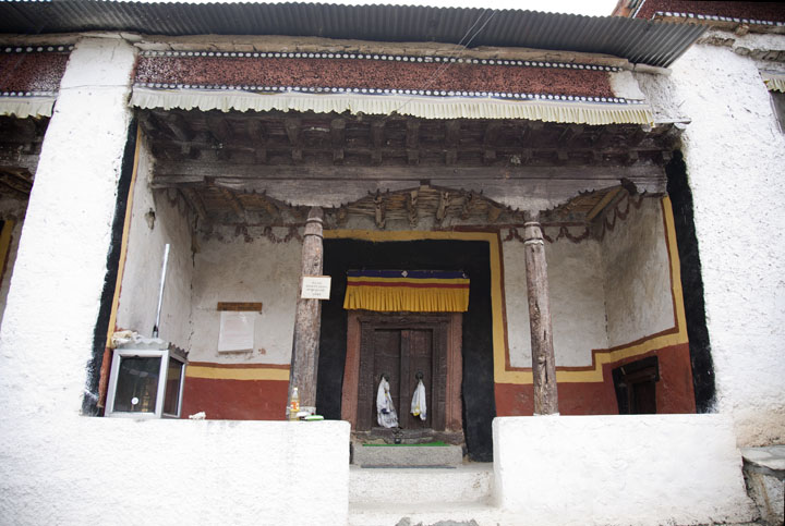 Entrance to Nangbarnangzad (Vairocana temple), ca. 11th century Indo-Tibetan early monastic architecture, Mangyu Monastery, Ladakh