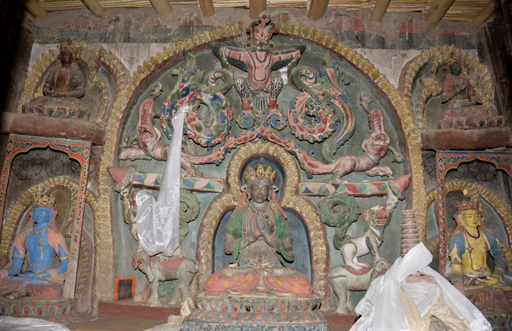 Main altar with central Vairocana, Lamayuru Monastery, Ladakh, India