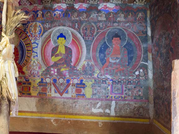 Buddha murals, Lhakang Gongma, Dhankar Monastery