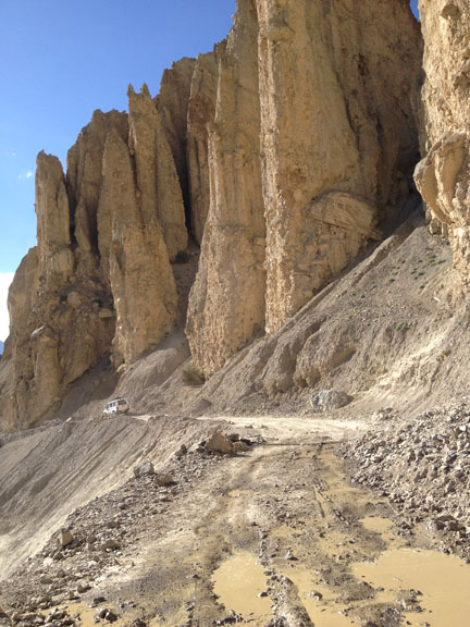 Magnificent rock structures, nature's sculptures, en route to Dhangkar Monastery, Spiti