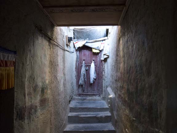 Entrance to Lhalung Monastery's Serkhang or Golden Hall