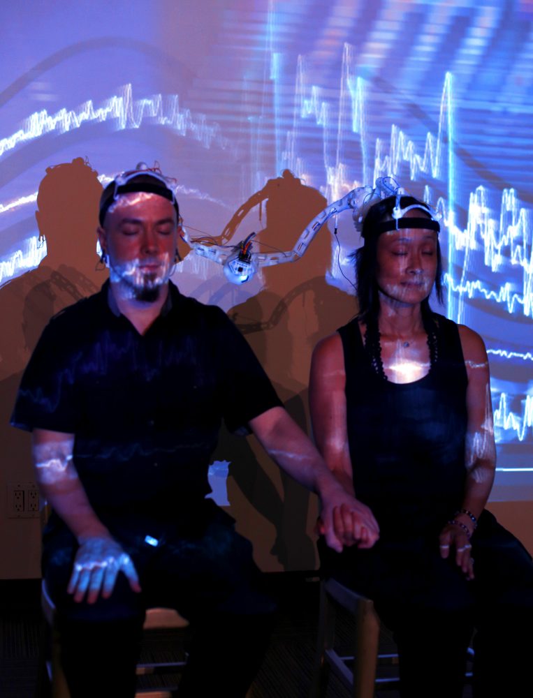 Artist Eva Lee Dual Brains EEG performance