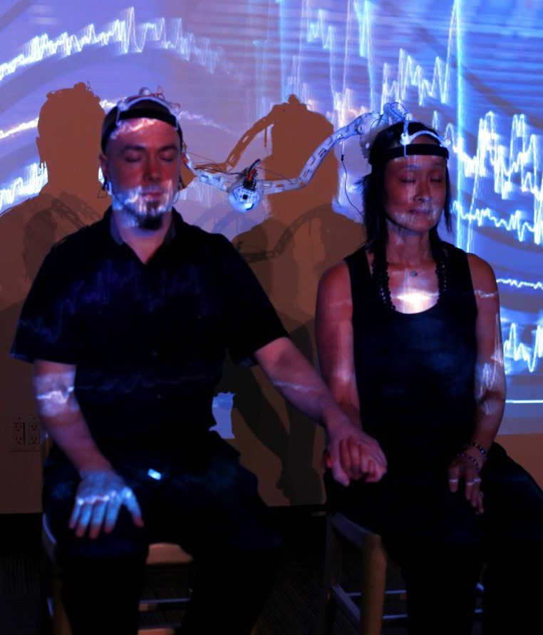 Artist Eva Lee Dual Brains EEG performance