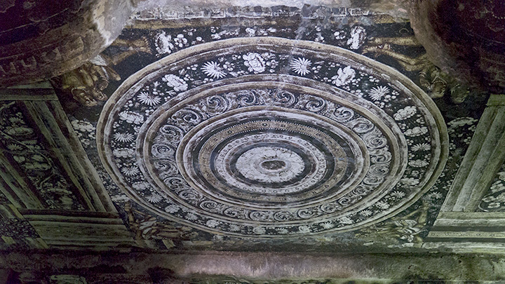 Ceiling painting, Ajanta Cave 2, near Aurangabad, India